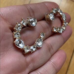 Moon Shaped Rhinestone Earrings